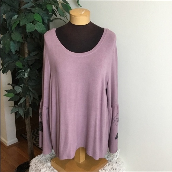SIMPLY VeraVera Wang Small purple bell sleeve Top - Picture 1 of 15